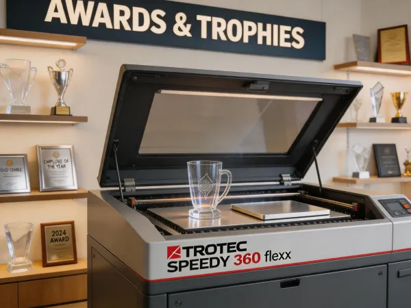 Trotec Speedy 360 flexx engraving awards plaques