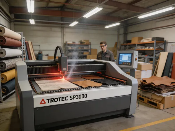 Trotec SP3000 cutting textile roll